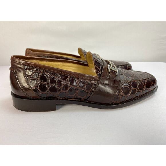 Johnston & Murphy Men’s Brown Crocodile Horsebit Loafers Size 8M - Picture 7 of 11